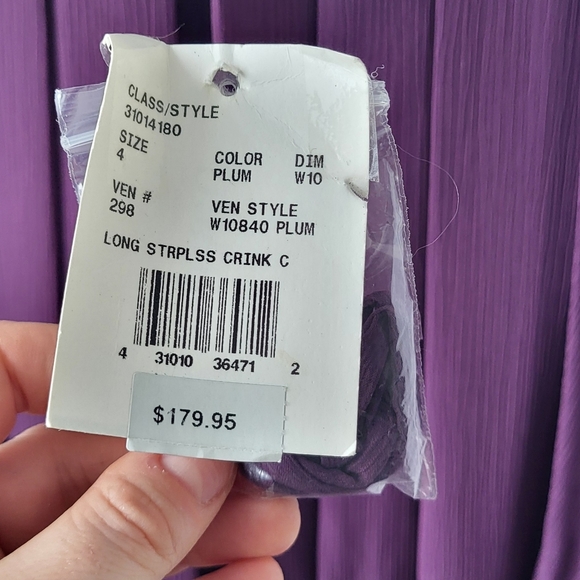 David's Bridal long strapless plum dress - Picture 8 of 8